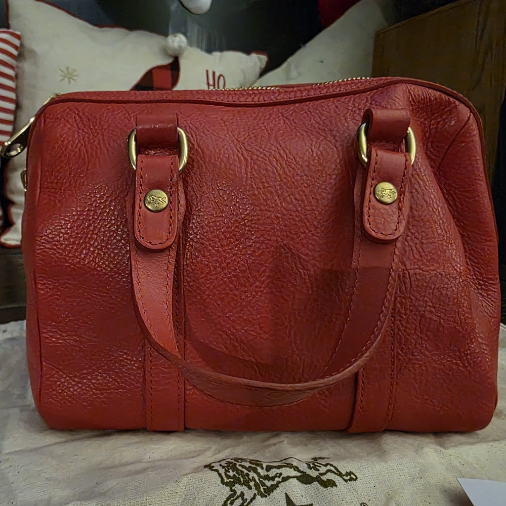 Stylish Red Leather Satchel